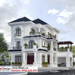 Phối cảnh biệt thự hai mặt tiền tân cổ điển 3 tầng