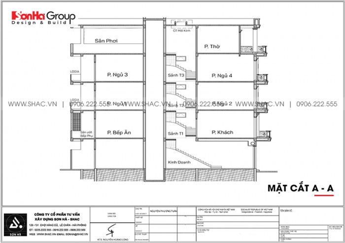 10.Mặt cắt A A của nhà phố tân cổ điển tại Quảng Ninh sh nop 0213