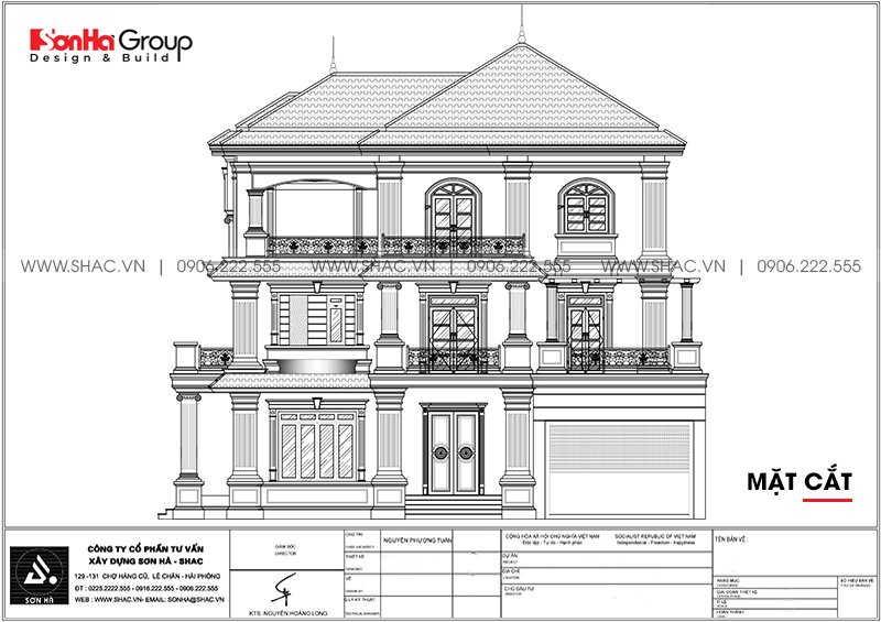 Thiết kế mặt cắt biệt thự tân cổ điển tại Quảng Ninh 