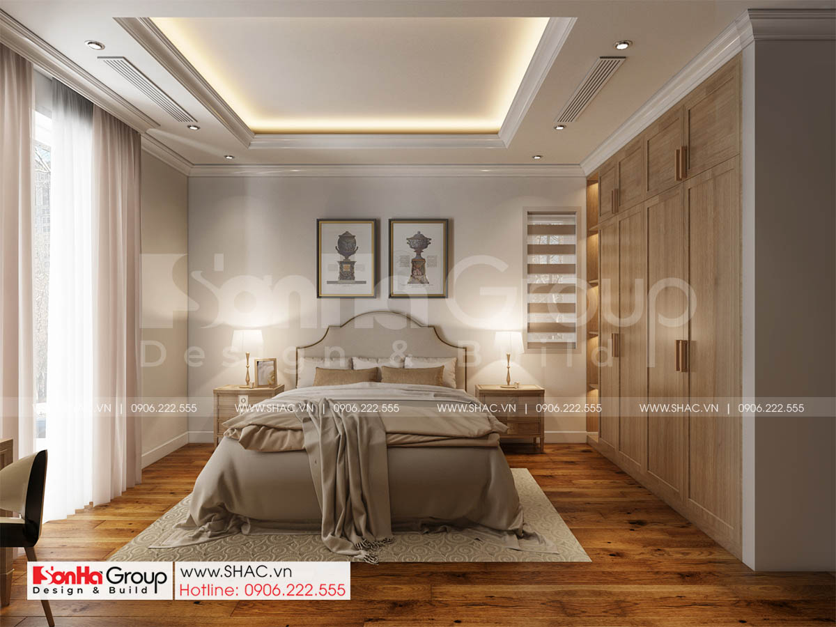 Biệt thự 4 tầng diện tích 250m2 phong cách tân cổ điển – SH BTP 0161 27 Mẫu phòng ngủ tinh tế sang trọng trong biệt thự diện tích 252m2
