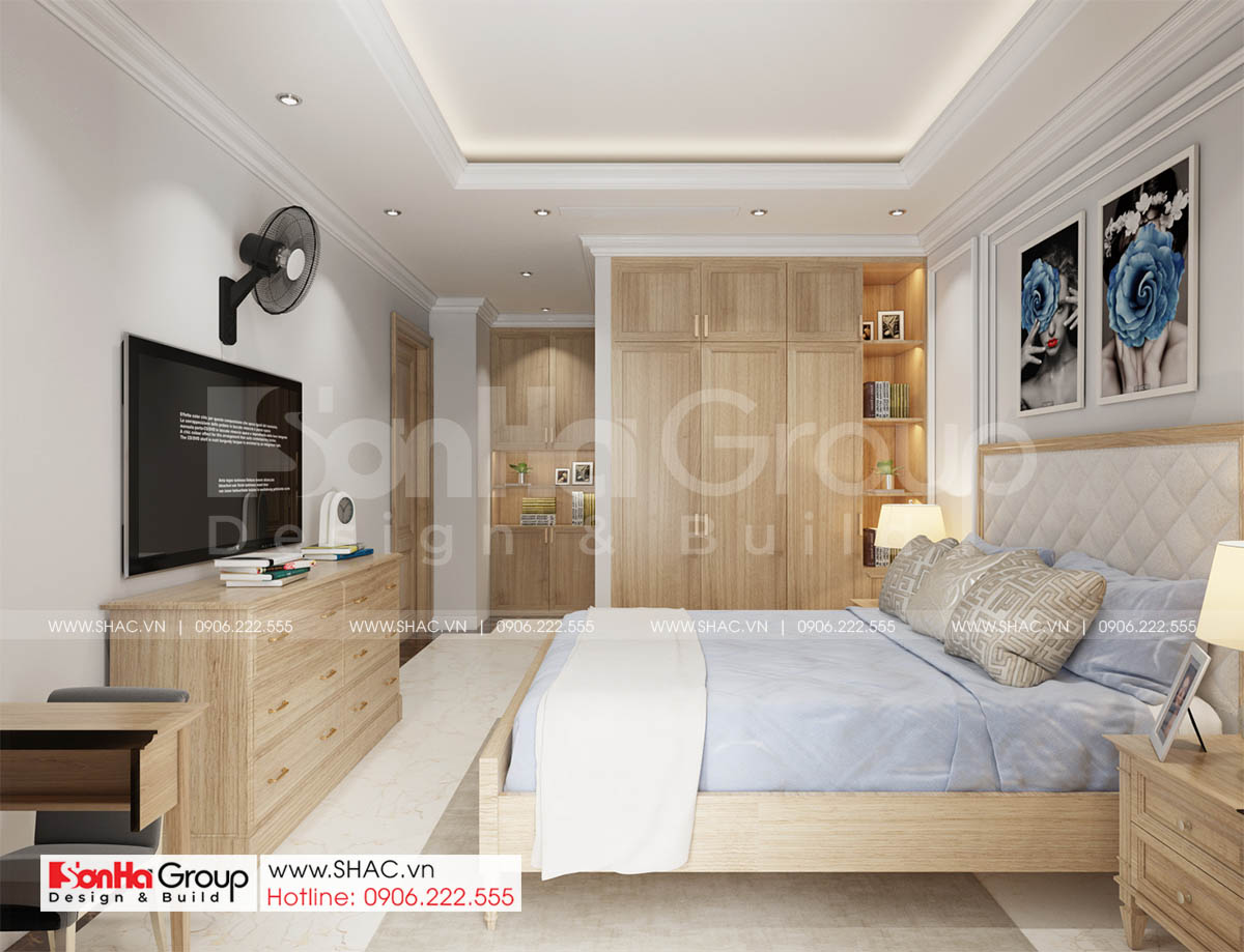 Biệt thự 4 tầng diện tích 250m2 phong cách tân cổ điển – SH BTP 0161 30 Phòng ngủ phong cách tối giản từ nội thất cao cấp trong biệt thự 4 tầng tại Sài Gòn