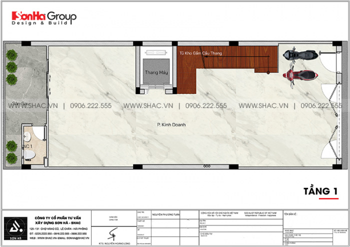 3.Mặt bằng tầng 1 của nhà phố tân cổ điển tại Quảng Ninh sh nop 0213