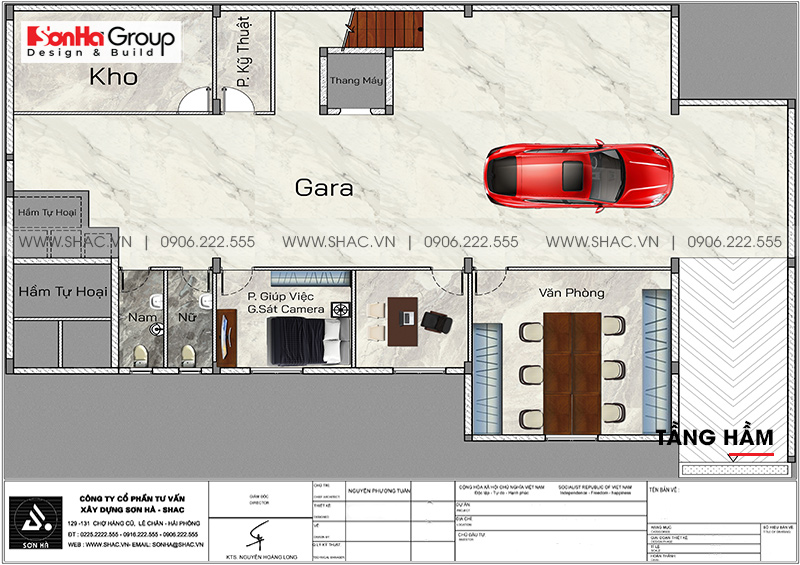 Biệt thự 4 tầng diện tích 250m2 phong cách tân cổ điển – SH BTP 0161 4 Mặt bằng tầng hầm biệt thự tân cổ điển tại Sài Gòn