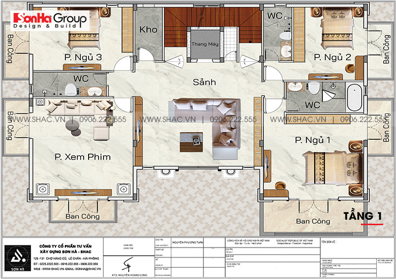 Biệt thự 4 tầng diện tích 250m2 phong cách tân cổ điển – SH BTP 0161 6 Công năng lầu 1 của biệt thự xa hoa giữa lòng Sài Gòn