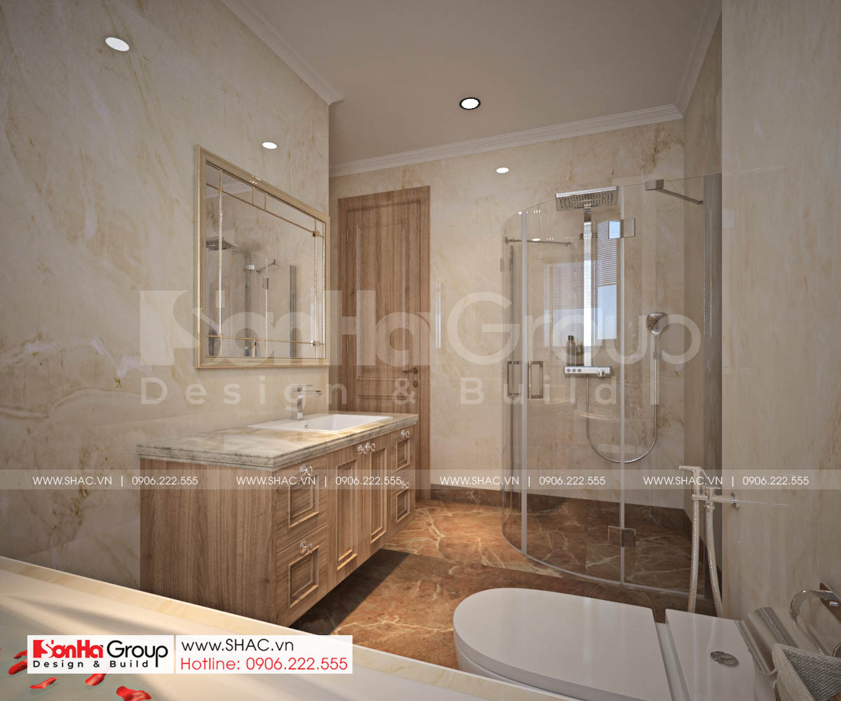 Biệt thự 4 tầng diện tích 250m2 phong cách tân cổ điển – SH BTP 0161 37 KHông gian tinh tế và hiện đại trong WC nhà biệt thự tân cổ điển tại Sài Gòn