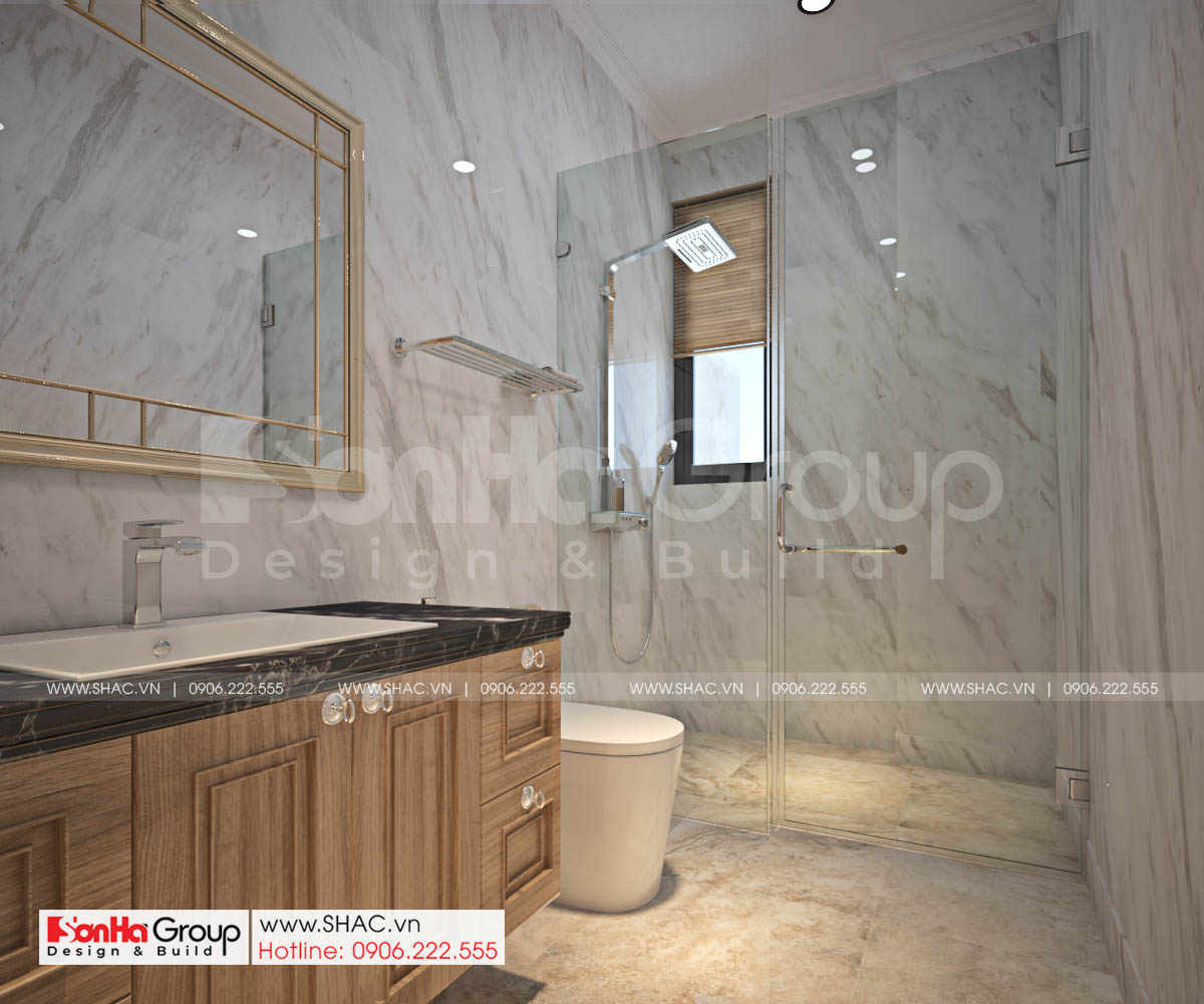 Biệt thự 4 tầng diện tích 250m2 phong cách tân cổ điển – SH BTP 0161 38 Nội thất cao cấp được sử dụng trong thiết kế WC nhà biệt thự SH BTP 0161