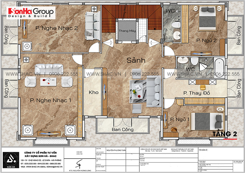 Biệt thự 4 tầng diện tích 250m2 phong cách tân cổ điển – SH BTP 0161 7 6 Bản vẽ mặt bằng tầng 2 biệt thự tân cổ điển mặt tiền 18m tại sài gòn sh btp 0161