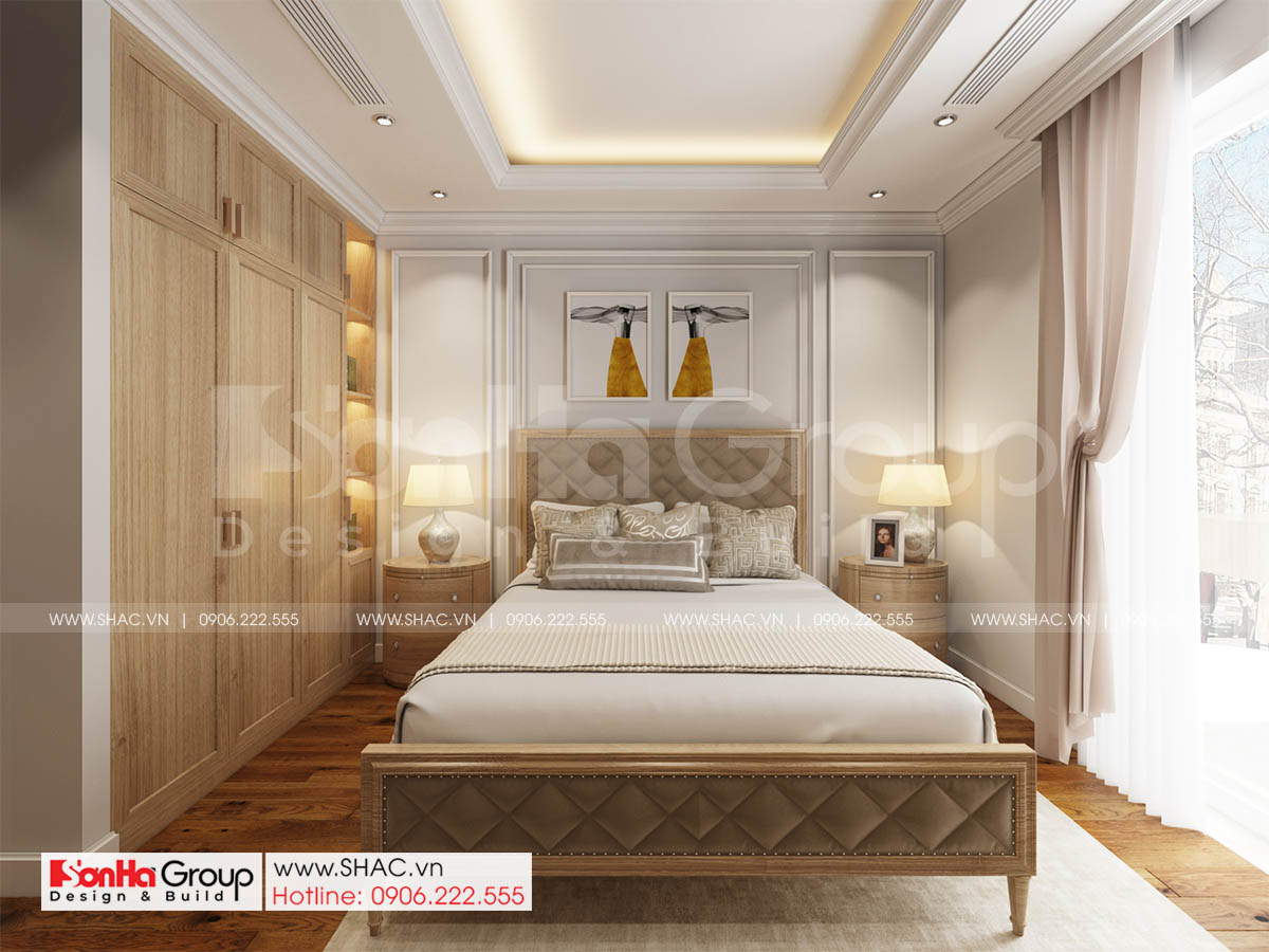 Biệt thự 4 tầng diện tích 250m2 phong cách tân cổ điển – SH BTP 0161 23 Một góc nhìn khác của phòng ngủ lầu 1 biệt thự 4 tầng tại Sài Gòn