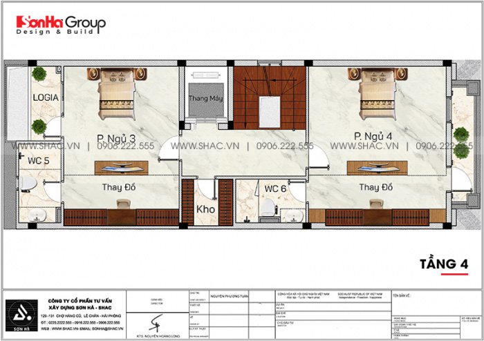 7 Bản vẽ tầng 4 của nhà phố tân cổ điển tại Quảng Ninh sh nop 0213