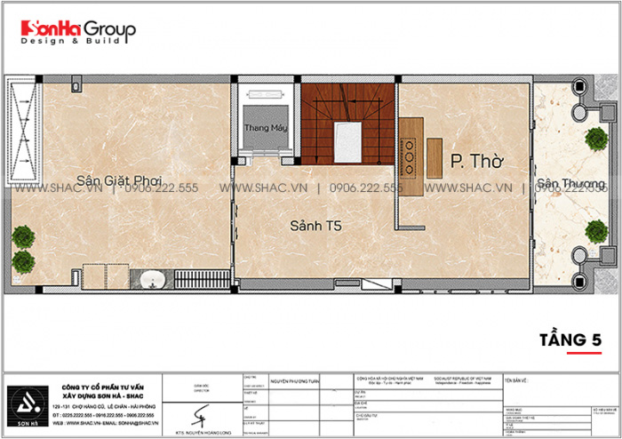 7.Mặt bằng tầng 5 nhà phố tân cổ điển 5 tầng tại Quảng Ninh sh nop 0213