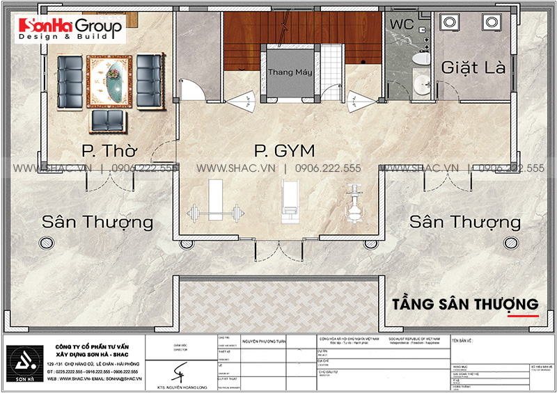 Biệt thự 4 tầng diện tích 250m2 phong cách tân cổ điển – SH BTP 0161 8 7 Mặt bằng tầng sân thượng biệt thự tân cổ điển tại sài gòn sh btp 0161