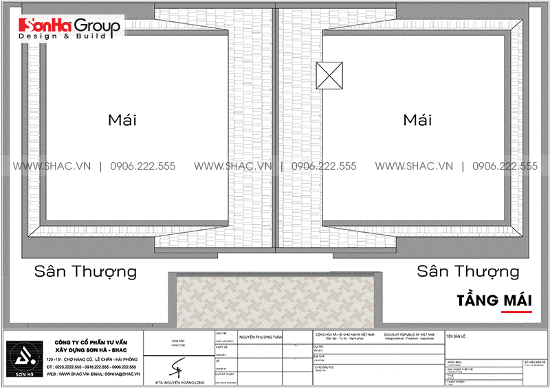 Biệt thự 4 tầng diện tích 250m2 phong cách tân cổ điển – SH BTP 0161 9 8 Bản vẽ mặt bằng tầng mái biệt thự tân cổ điển tại sài gòn sh btp 0161
