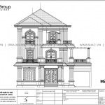 9 Bản vẽ mặt đứng biệt thự tân cổ điển tại quảng ninh sh btp 0160