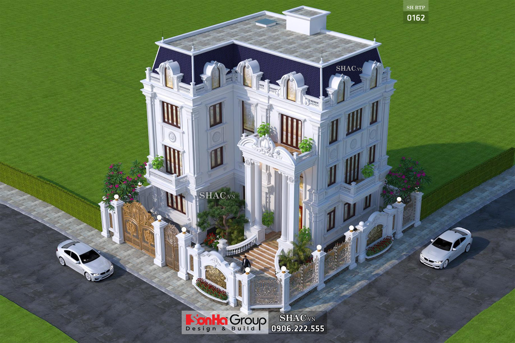 Biệt thự tân cổ điển 3 tầng rộng 300m2 có gara sân cổng đẹp – SH BTP 0162 1 Biệt thự 3 tầng rộng 300m2 có gara sân cổng