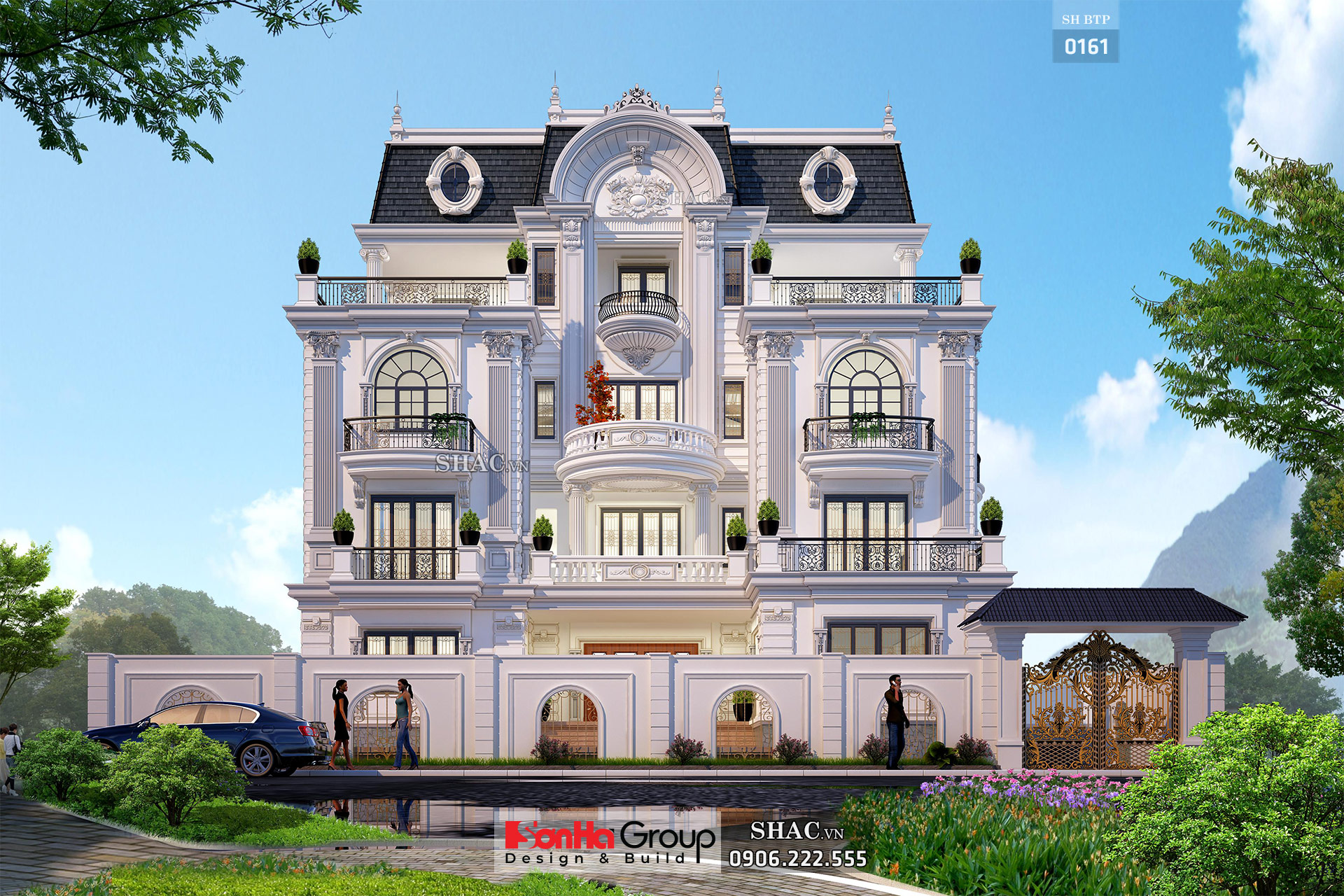 Biệt thự 4 tầng diện tích 250m2 phong cách tân cổ điển – SH BTP 0161 1 Biệt thự 4 tầng diện tích 250m2 tân cổ điển