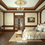 Phòng ngủ tân cổ điển sử dụng gam màu truyền thống