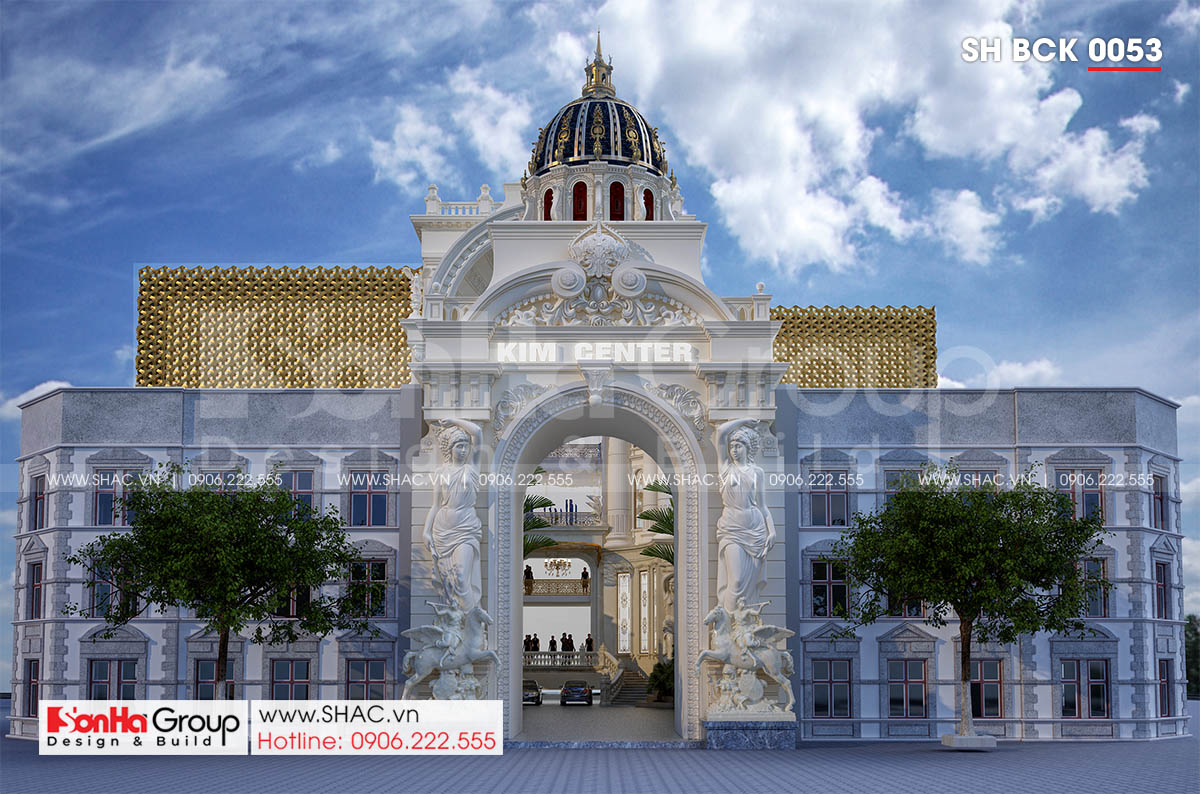 Kiến trúc mặt tiền trung tâm tiệc cưới sang trọng tại Đồng Nai 