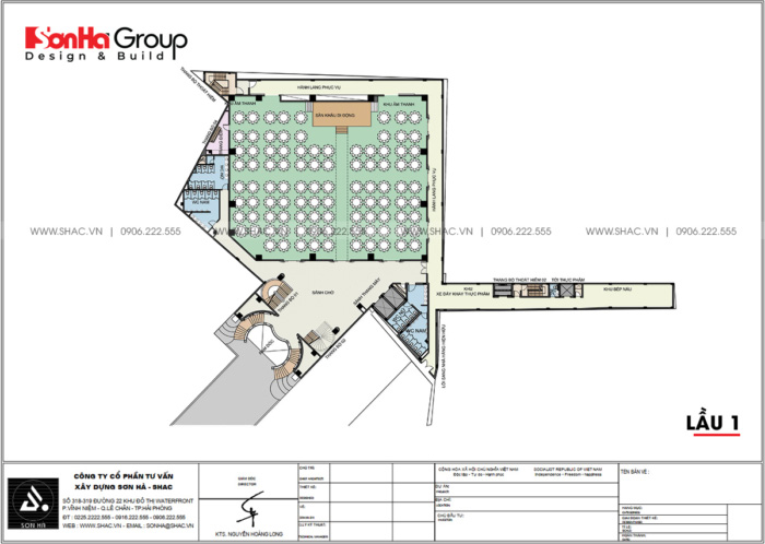 14 công năng sử dụng lầu 1 của trung tâm tiệc cưới diện tích 1932m2 tại Đồng Nai SH BCK 0053