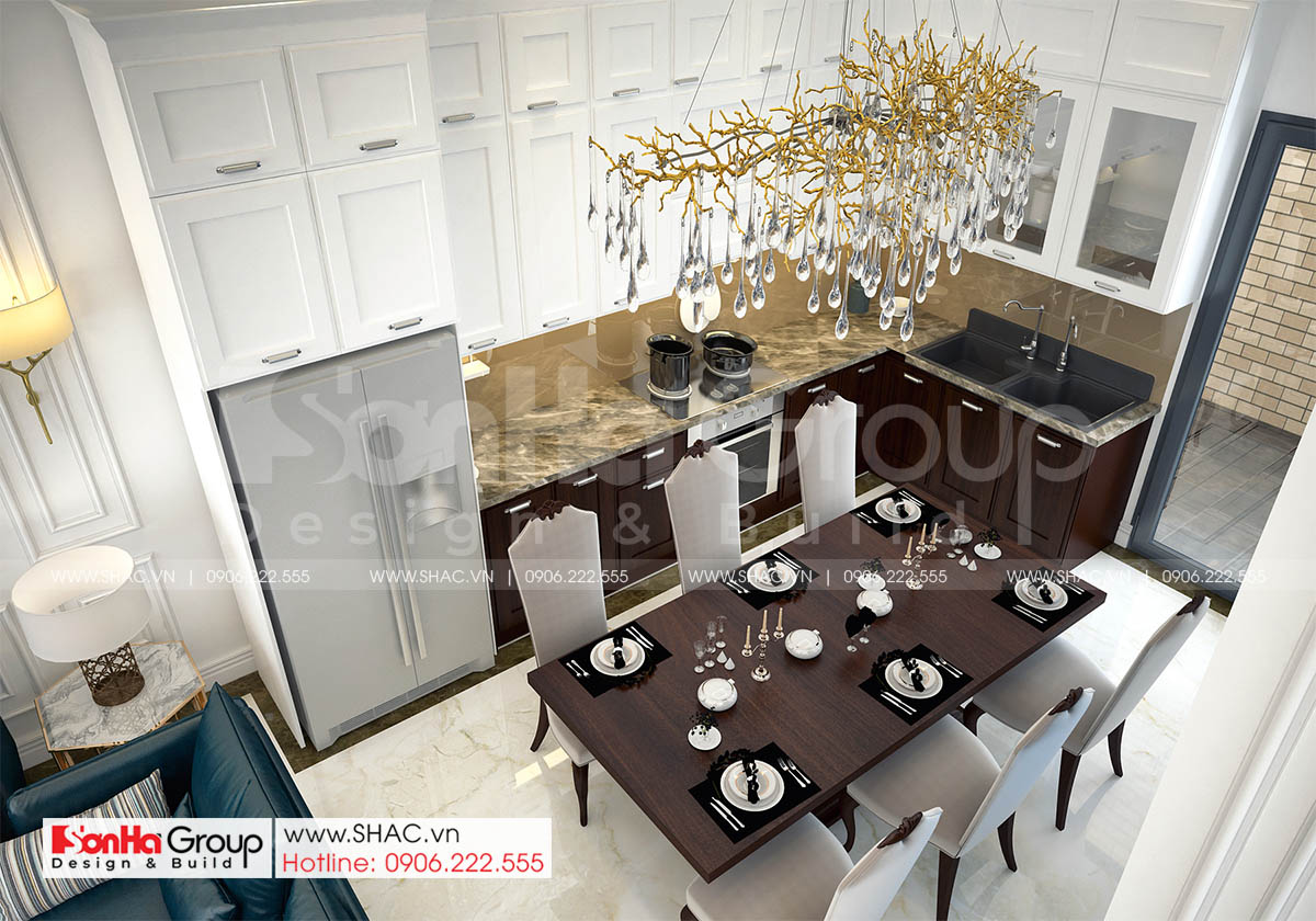 Không gian nội thất bếp trong biệt thự hiện đại diện tích 92m2 tại Hải Phòng 