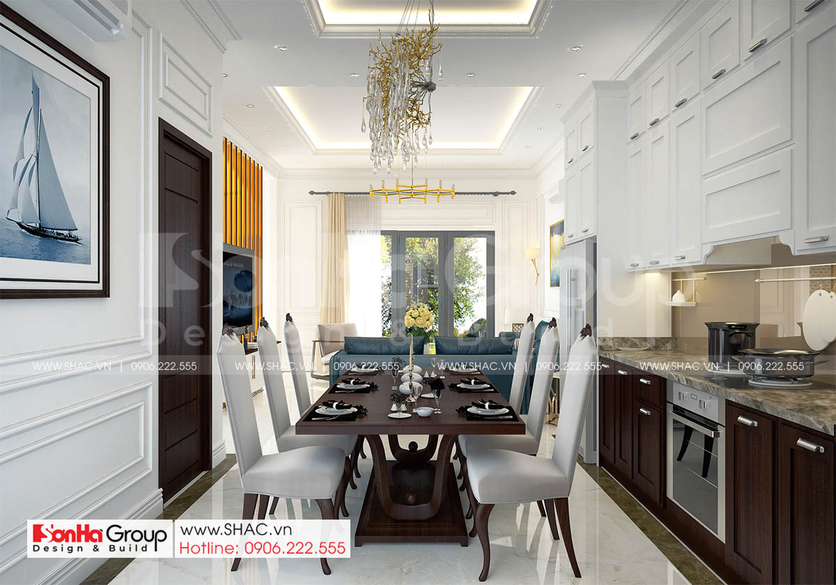 Phòng ăn sang trọng và tinh tế của biệt thự mini 2 tầng tại Hải Phòng 