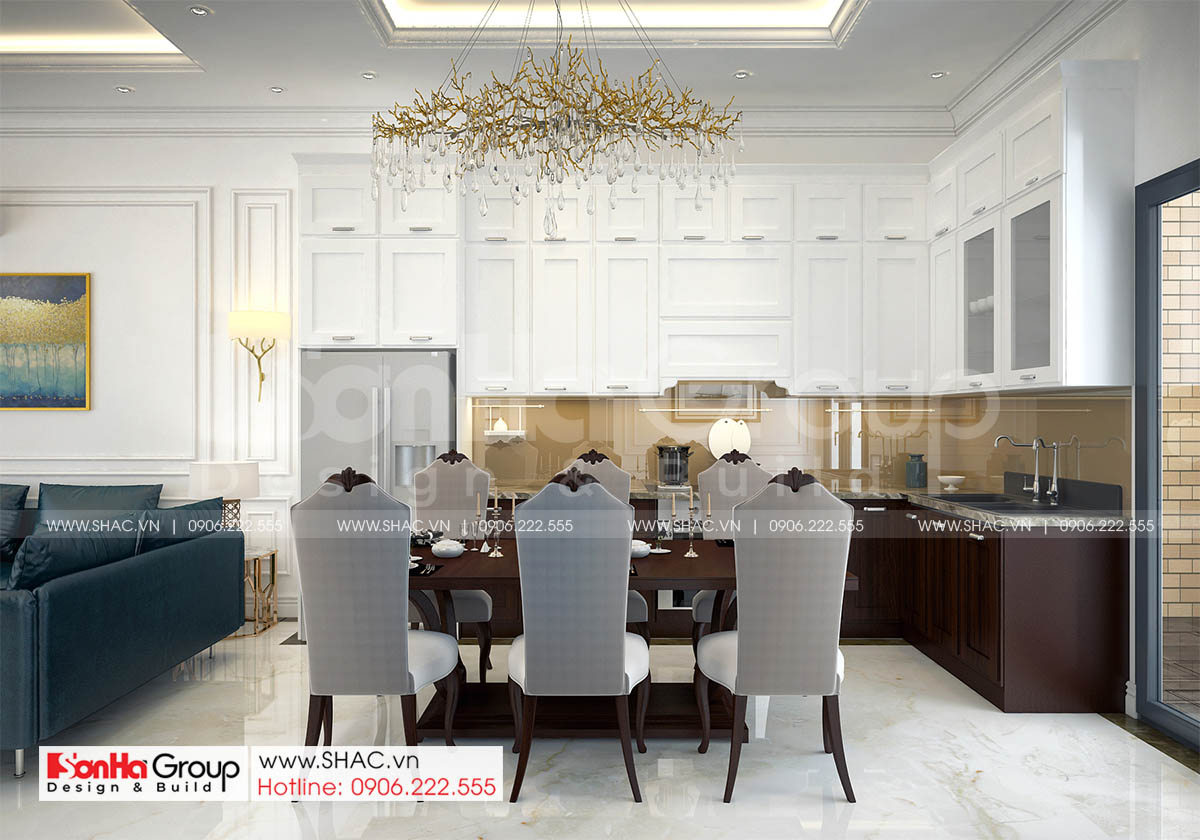 Không gian bếp tinh tế trong thiết kế biệt thự mặt tiền 8m tại Hải Phòng 