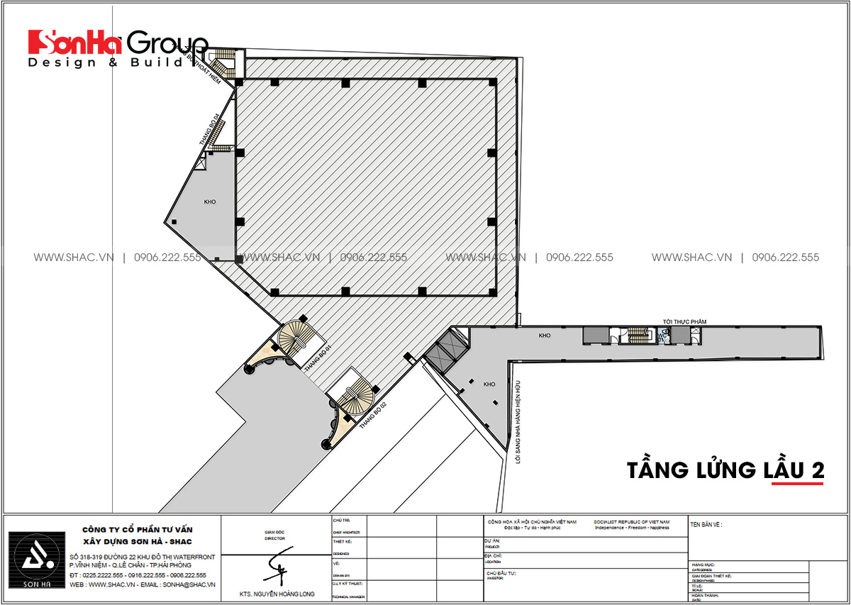Bản vẽ công năng sử dụng của tầng lửng lầu 2 thiết kế trung tâm tiệc cưới sang trọng và đẳng cấp tại Đồng Nai 