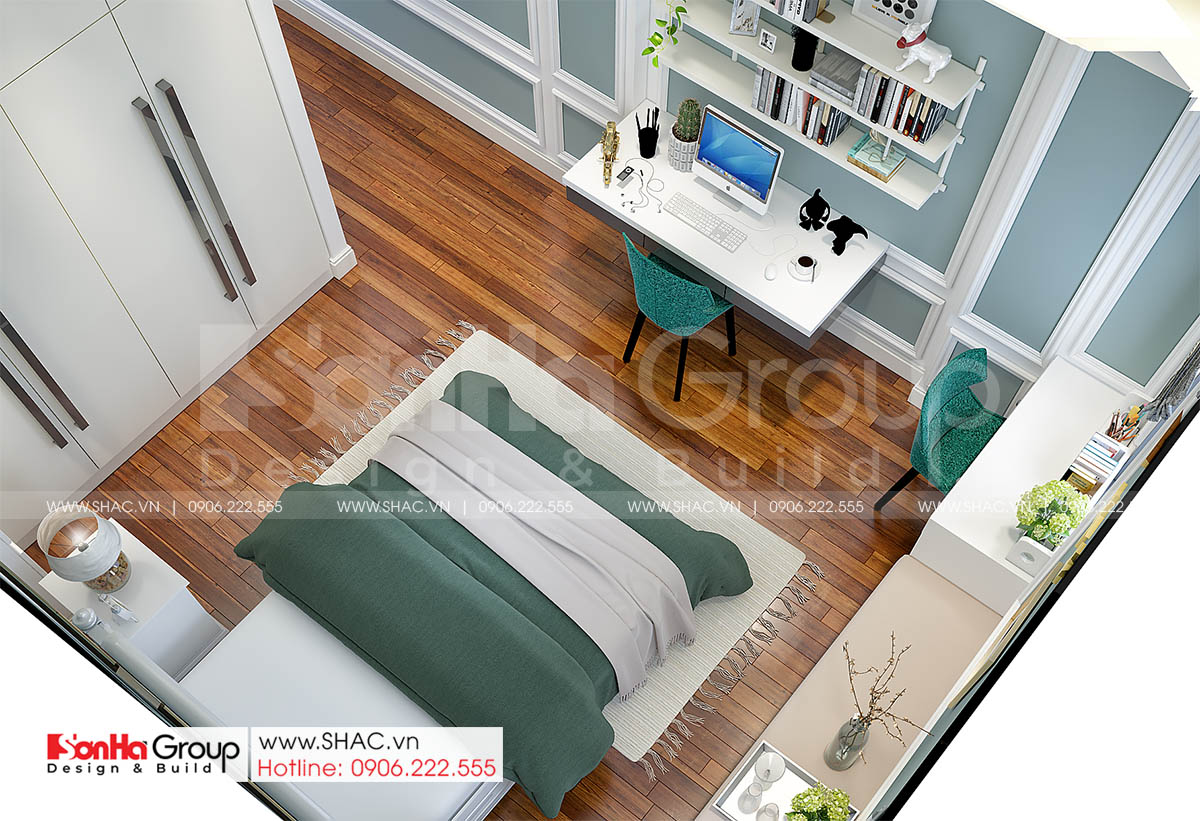 Phòng ngủ 3 đẹp ấn tượng trong nhà phố tinh tế 4 tầng tại Hải Dương 