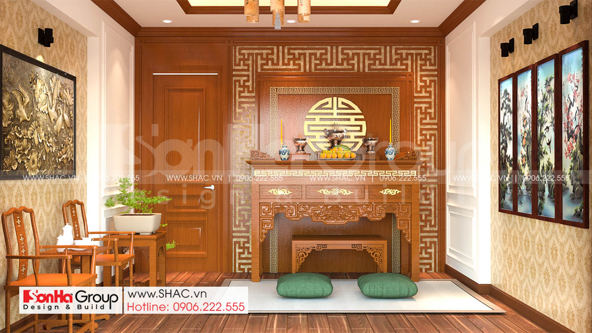 19 phòng thờ nghiêm trang của thiết kế nhà phố tân cổ điển tại Hải Dương SH NOP 0216