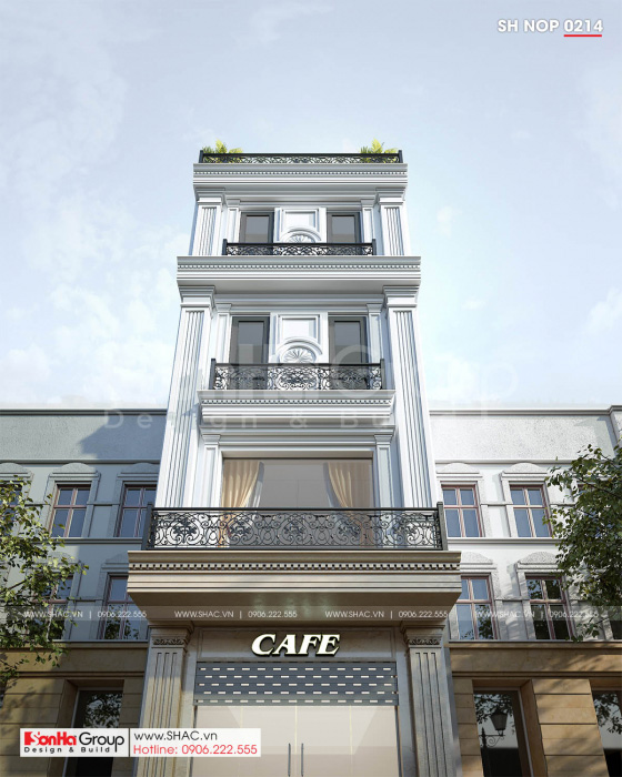 2 thiết kế nhà phố hiện đại kết hợp kinh doanh 5 tầng sh NOP 0214