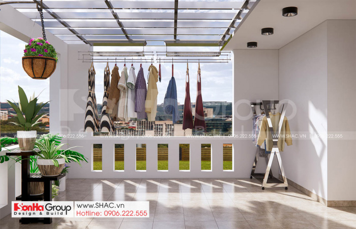 22 một góc khác của sân phơi đồ thuộc nhà ống tân cổ điển tại Hải Dương SH NOP 0216