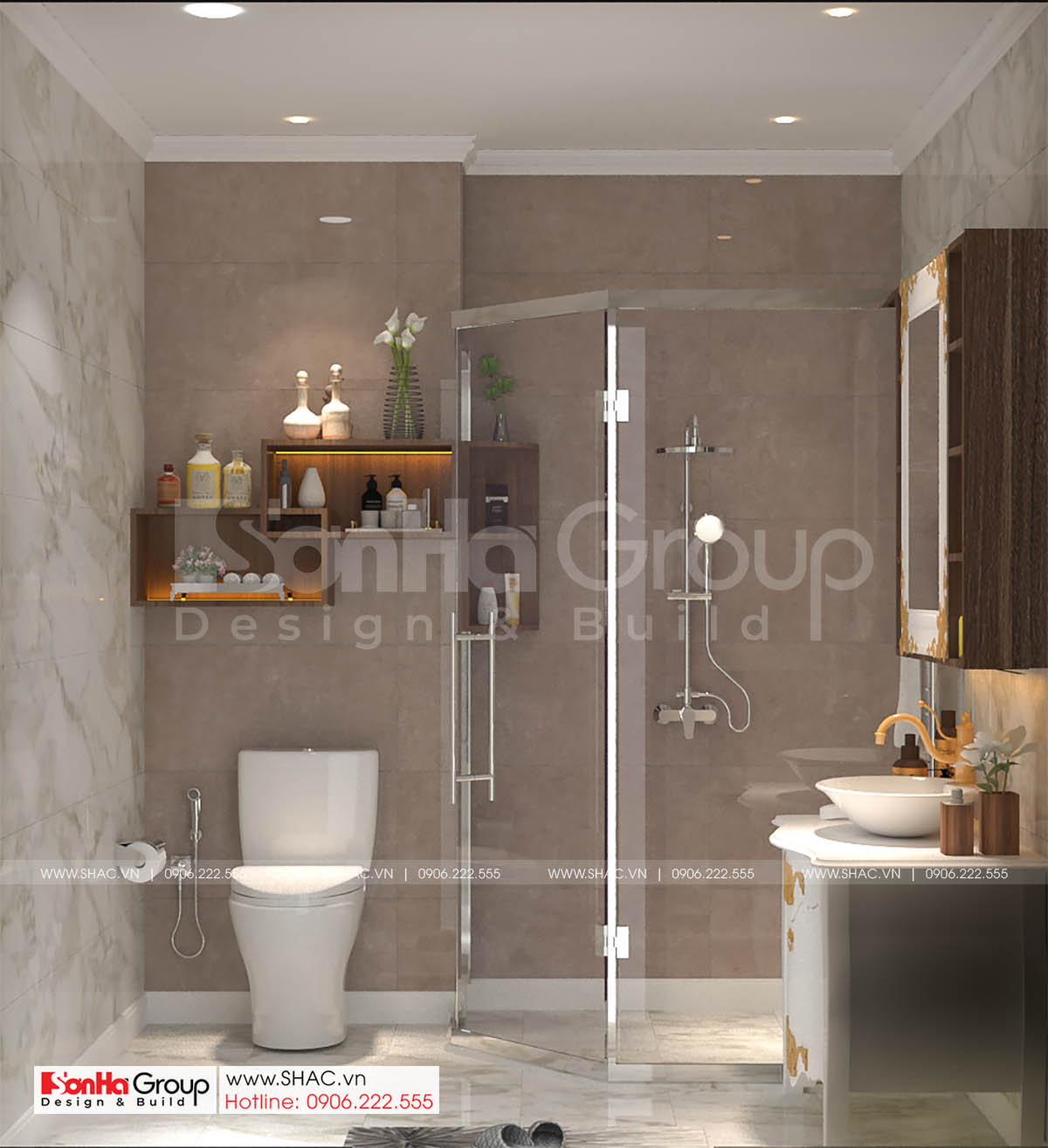 Thiết bị nội thất nhà vệ sinh của nhà ống 4 tầng tại Hải Dương 