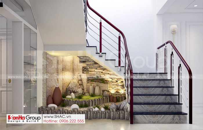 3 tiểu cảnh dưới cầu thang tầng 1 nhà phố tân cổ điển mặt tiền 4m tại Hải Dương SH NOP 0216