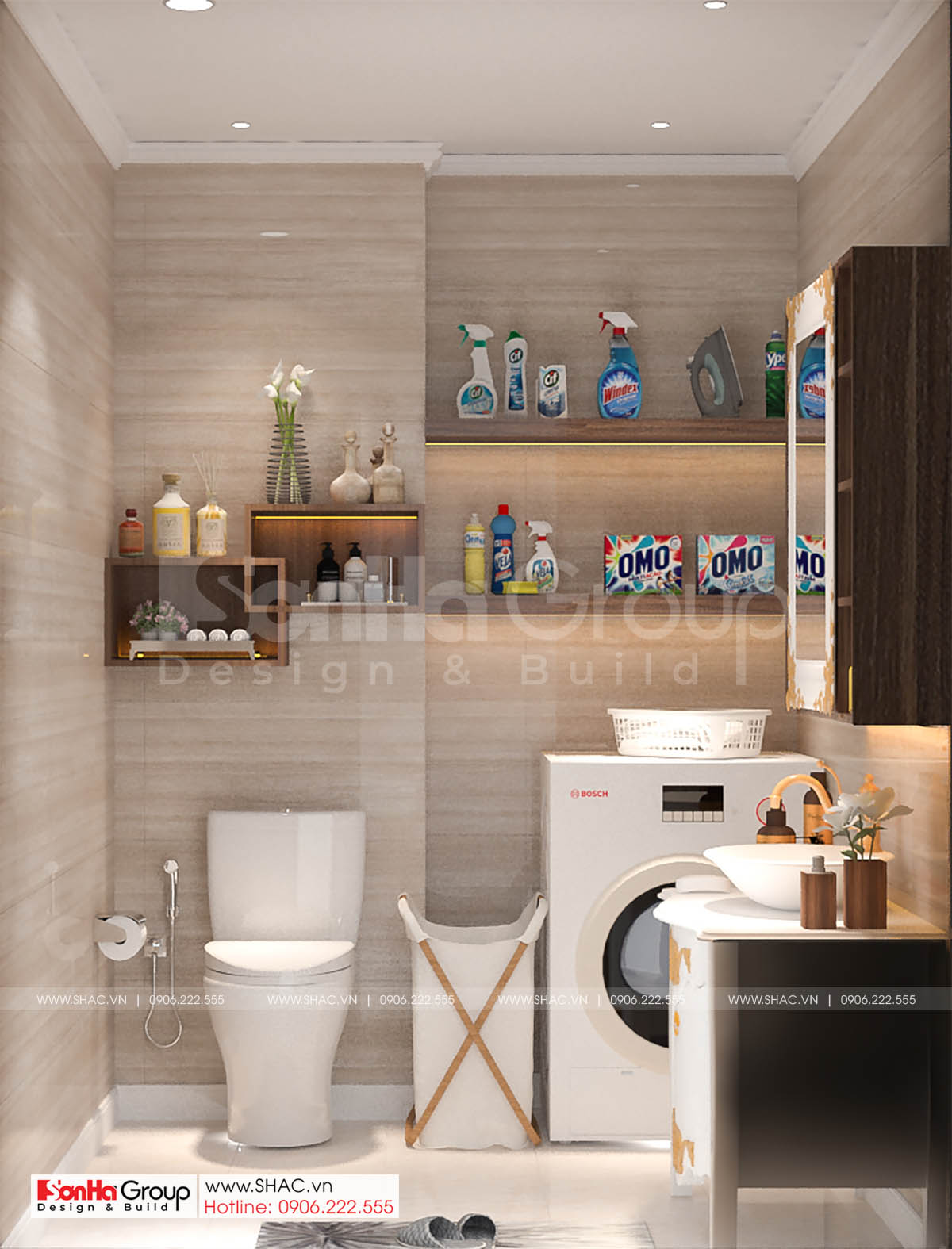 Gợi ý bày trí nội thất WC của thiết kế nhà ống diện tích 72m2 tại Hải Dương. 