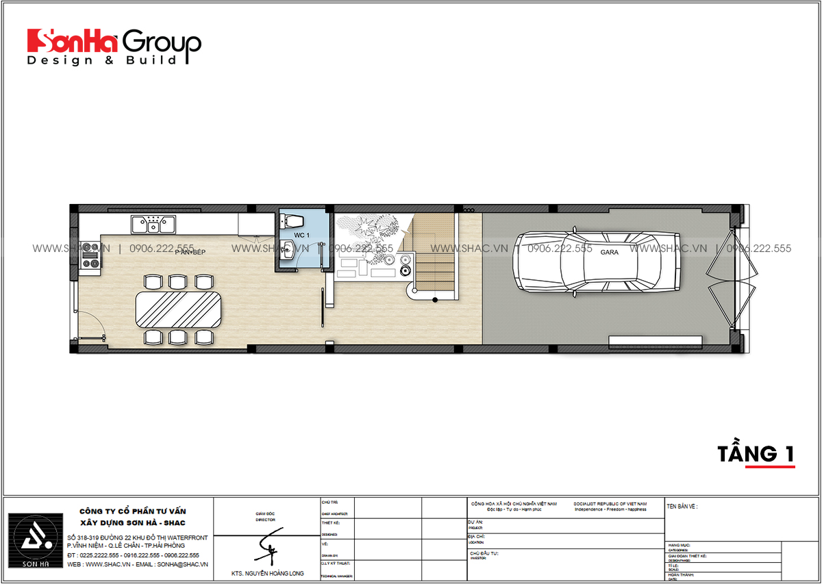 Công năng sử dụng tầng 1 thiết kế nhà phố 4 tầng tại Hải Dương 