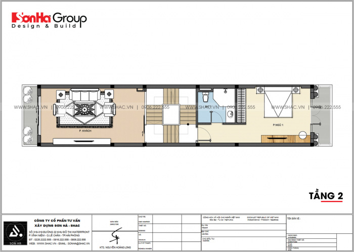 40 bản vẽ chi tiết tầng 2 nhà ống tân cổ điển diện tích 72m2 tại Hải Dương SH NOP 0216