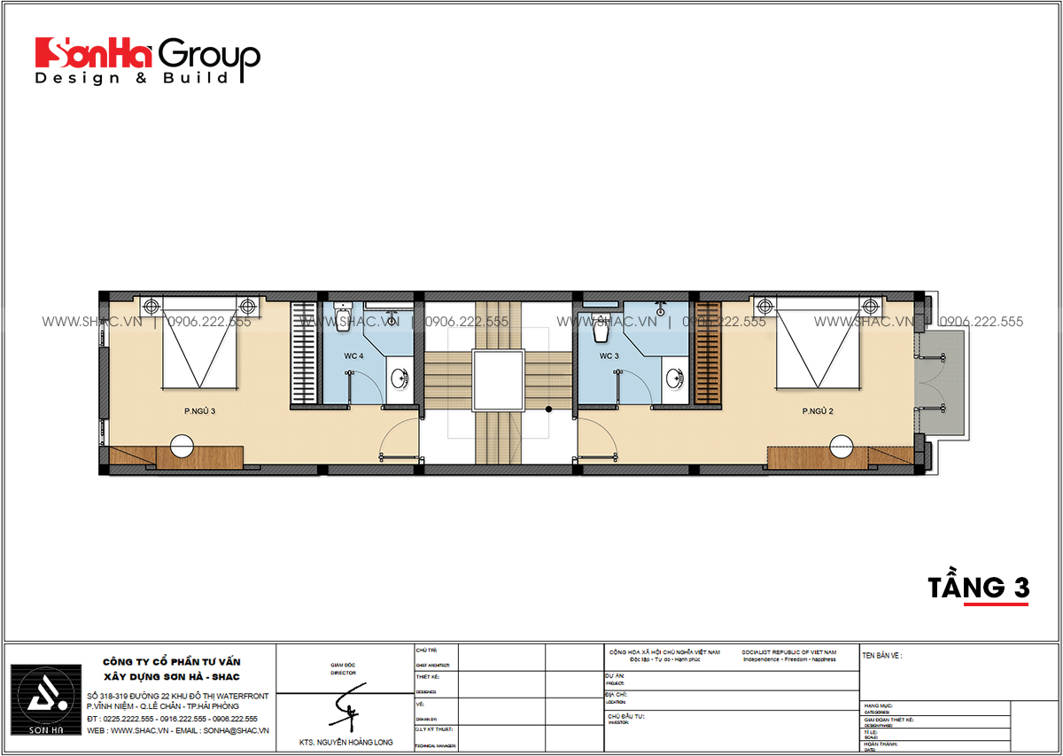 41 bản vẽ bố trí công năng sử dụng tầng 3 thiết kế nhà ống tân cổ điển tại Hải Dương SH NOP 0216