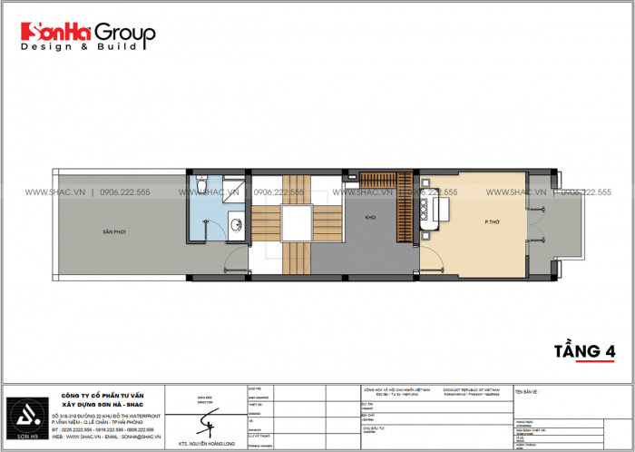 42 mặt bằng tầng 4 thiết kế nhà ống tân cổ điển mặt tiền 4m tại Hải Dương SH NOP 0216