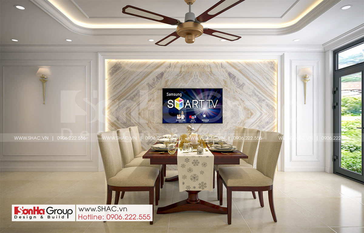 Phòng ăn thanh lịch trong nhà phố 4 tầng diện tích 72m2 tại Hải Dương 