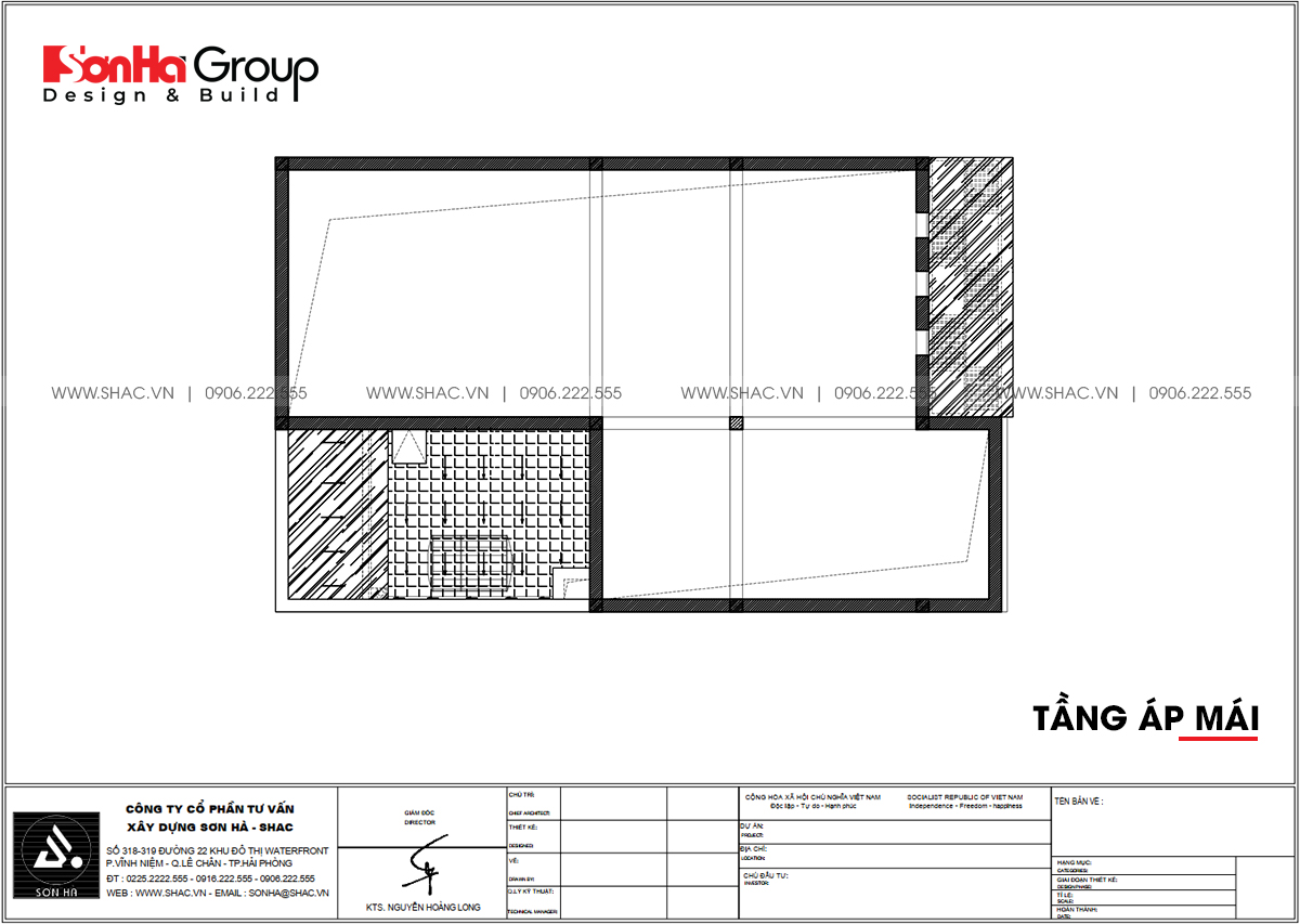 Tầng áp mái thiết kế biệt thự hiện đại tại Hải Phòng 