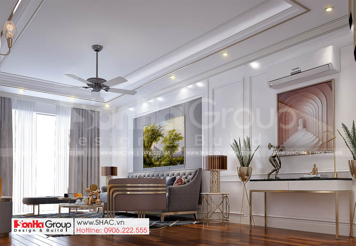 Phòng khách độc đáo và sang trọng trong thiết kế nhà đẹp tại Hải Dương 