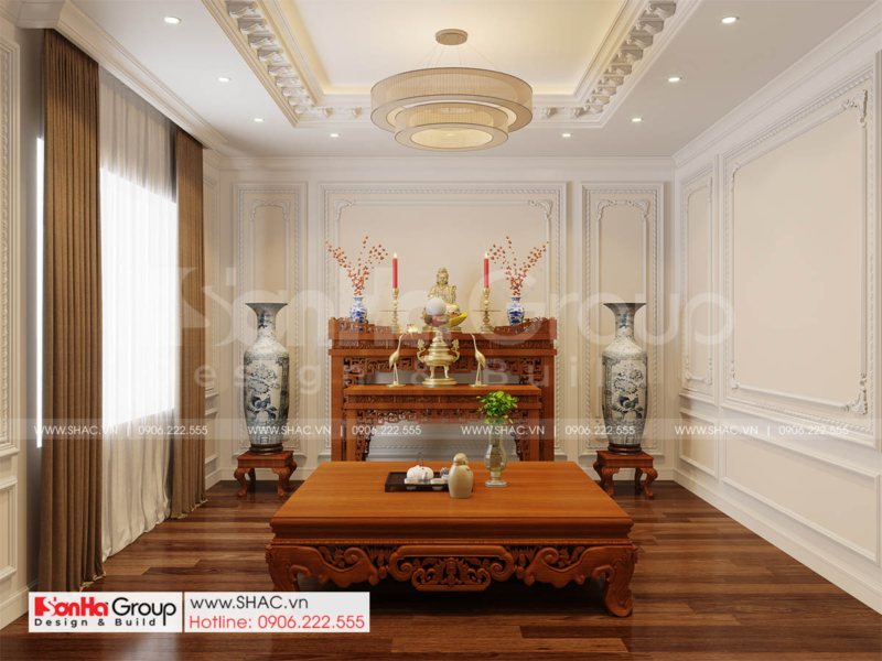 15 phòng thờ cúng trang nghiêm trong mẫu biệt thự tân cổ điển 3 tầng tại Hải Phòng SH NT BT 002