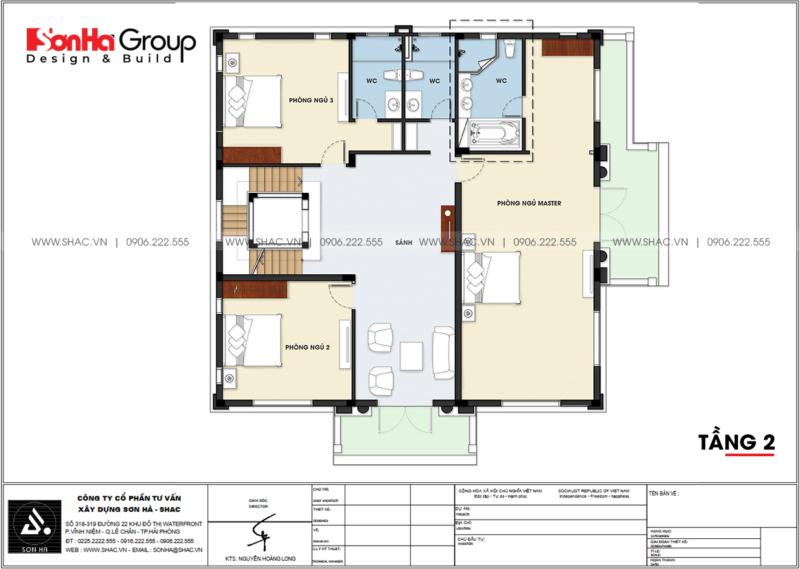 22 công năng sử dụng tầng 2 trong biệt thự tân cổ điển diện tích 186m2 tại Hải Phòng SH NT BT 002
