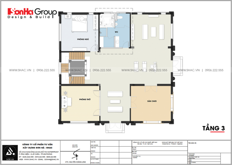 23 chi tiết tầng 3 thiết kế biệt thự tân cổ điển sang trọng tại Hải Phòng SH NT BT 002