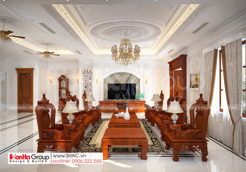 3 phối cảnh phòng khách sang trọng trong biệt thự diện tích 186m2 tại Hải Phòng SH NT BT 002