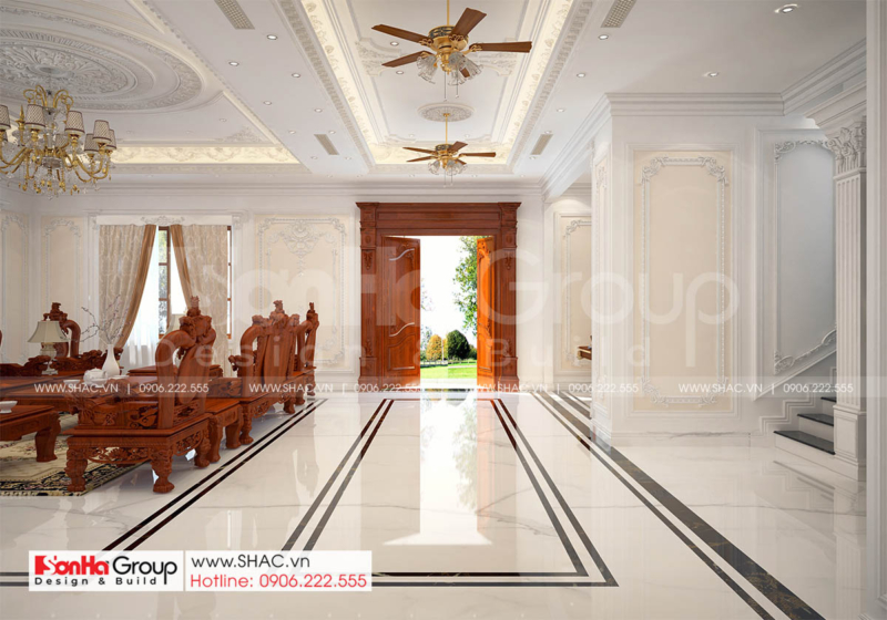 4 sảnh tầng 1 trong thiết kế biệt thự tân cổ điển đẹp tại Hải Phòng SH NT BT 002
