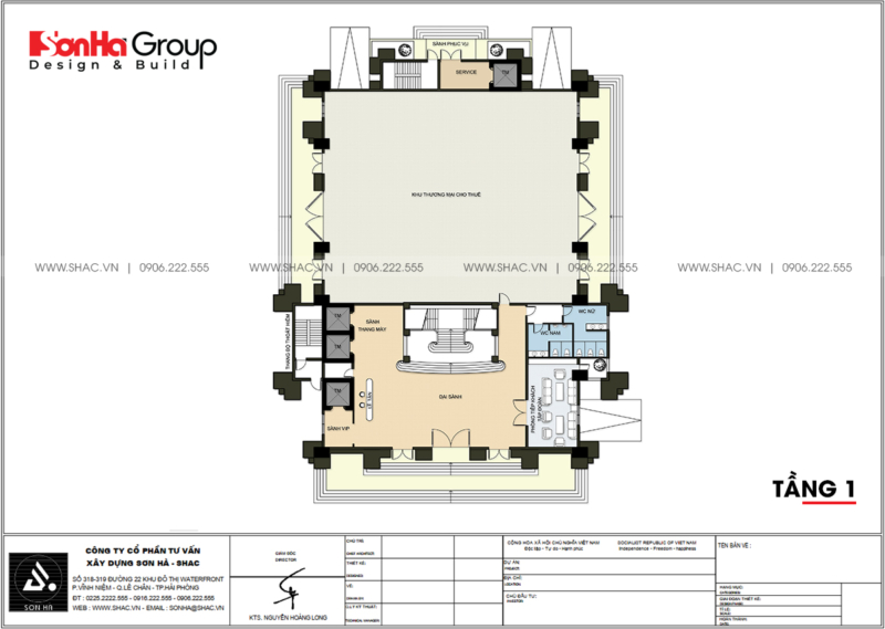 5 chi tiết tầng 1 thiết kế văn phòng 6 tầng tại Quảng Ninh SH VP 0041