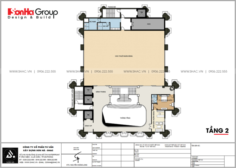 6 công năng sử dụng tầng 2 mẫu thiết kế văn phòng 6 tầng tại Quảng Ninh SH VP 0041