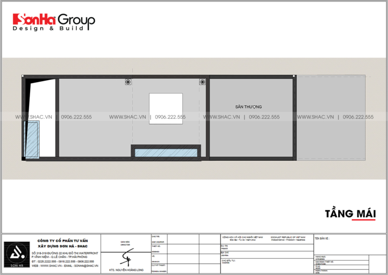 8 bản vẽ công năng tầng mái thiết kế nhà phố hiện đại tại Hải Phòng SH NOD 0225