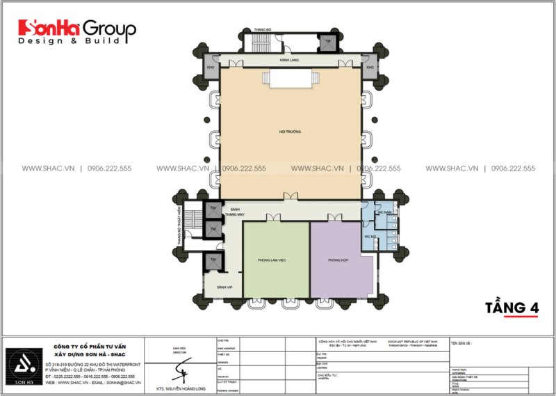 8 công năngsử dụng tầng 4 mẫu thiết kế văn phòng diện tích 950m2 tại Quảng Ninh SH VP 0041