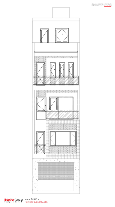 9 mặt đứng trục A B trong thiết kế nhà phố hiện đại mặt tiền 5m tại Hải Phòng SH NOD 0225